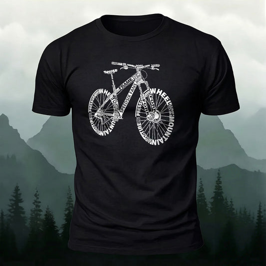 Premium Cotton Letter Bicycle Print Casual T‑Shirt