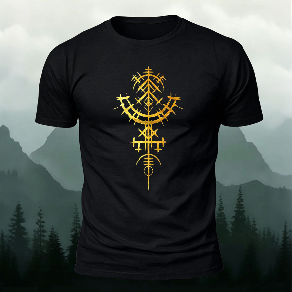 Artistic Image Printed Comfortable Skin-friendly Cotton T-Shirt Black