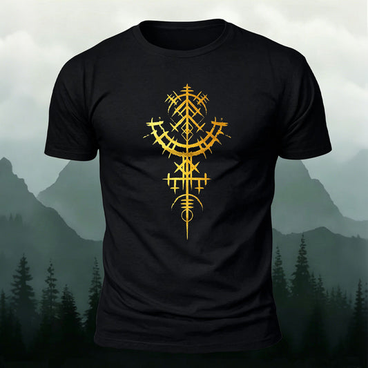 Artistic Image Printed Comfortable Skin-friendly Cotton T-Shirt Black
