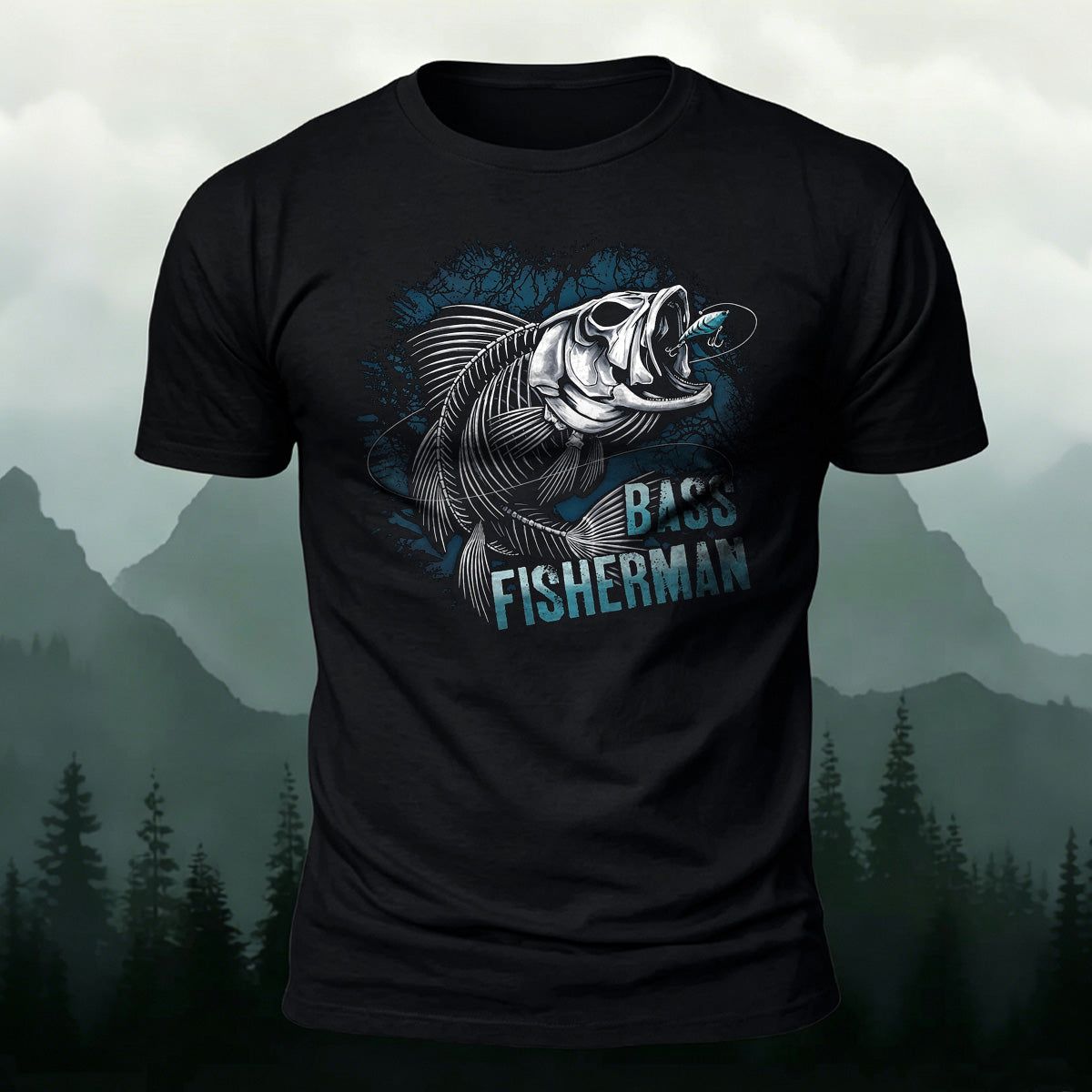 Retro Fish Fossil Print Comfortable Cotton T-Shirt