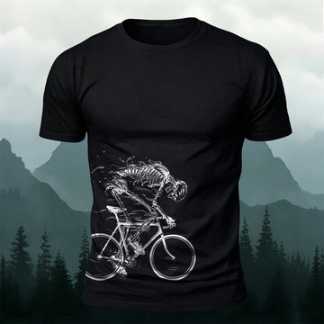 Cycling Skeleton Fun Graphic Casual 100% Cotton Tee