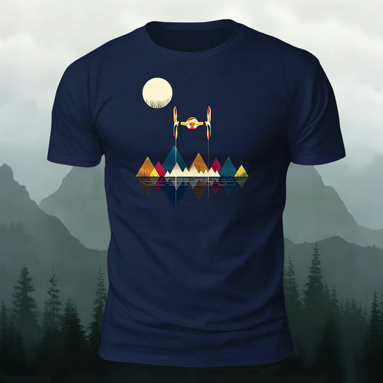 Color Graphic Print Premium Cotton Casual T-Shirt Navy