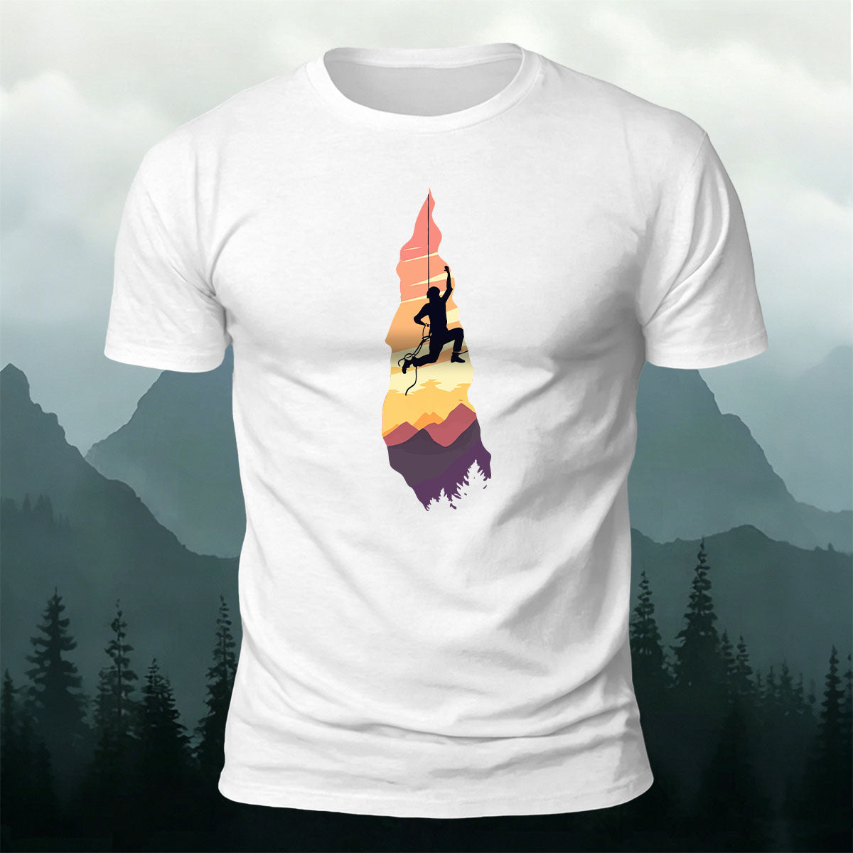 Outdoor Rock Climbing Art Print Casual Cotton T-Shirt