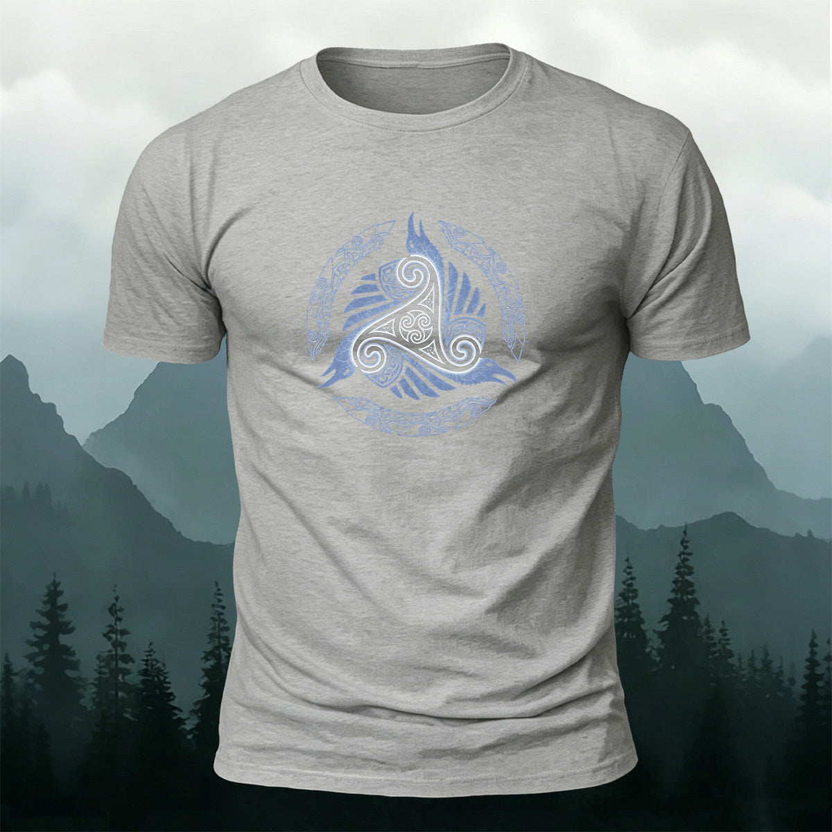 Viking Totem Print Casual Cotton T-Shirt