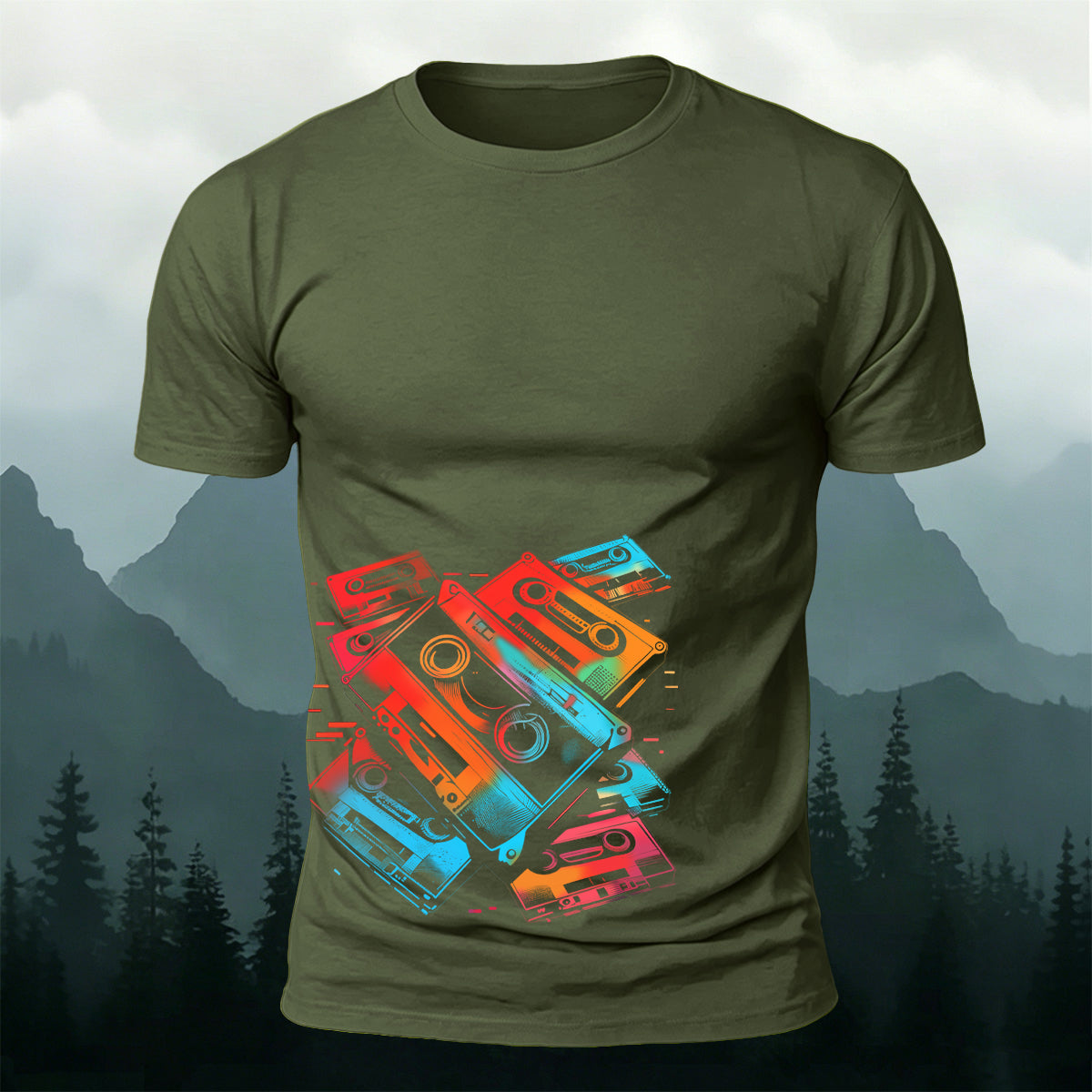 Music Cassette Graphic Trendy Casual Skin-friendly Tee