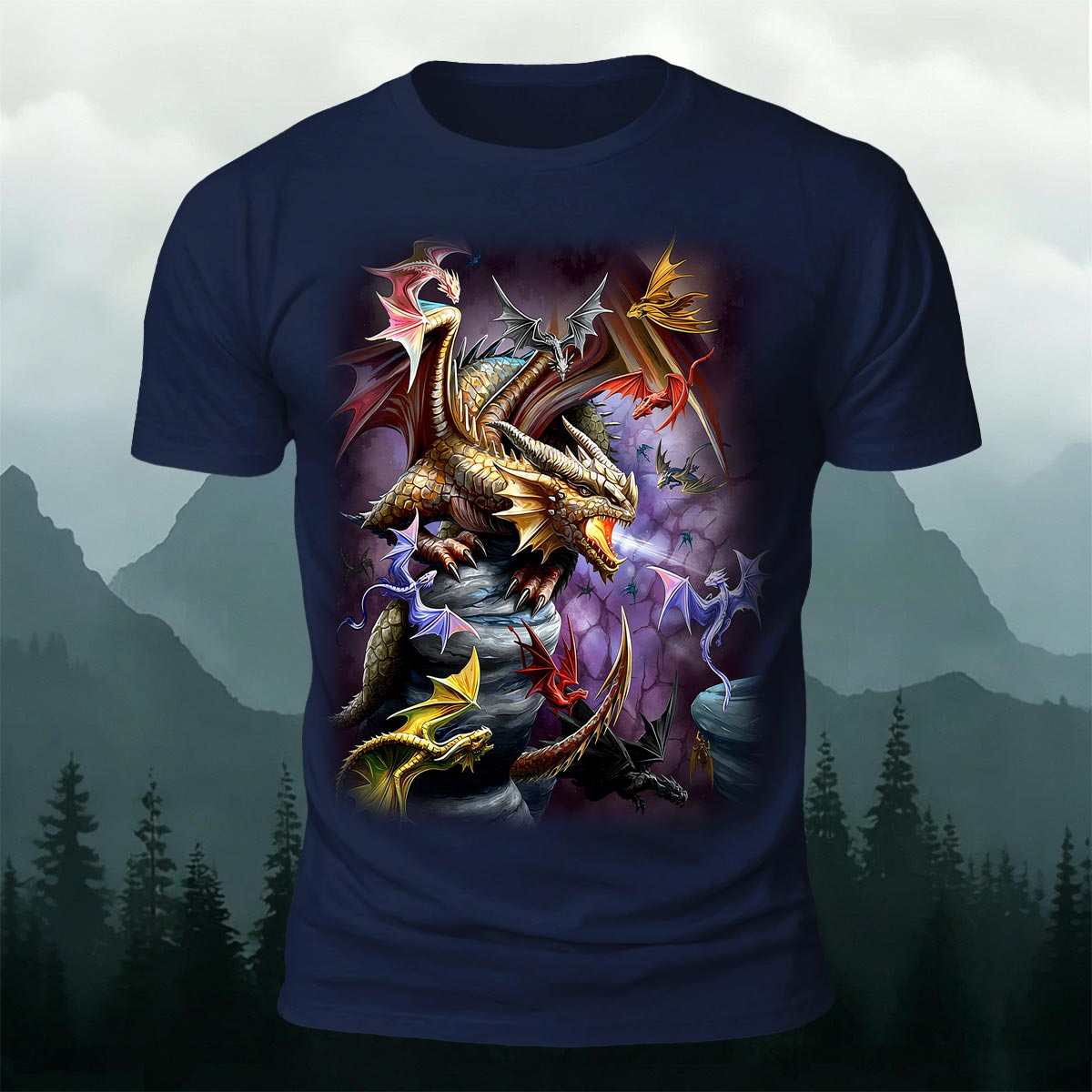 Western Dragon Fantasy Art Breathable Cotton T-Shirt