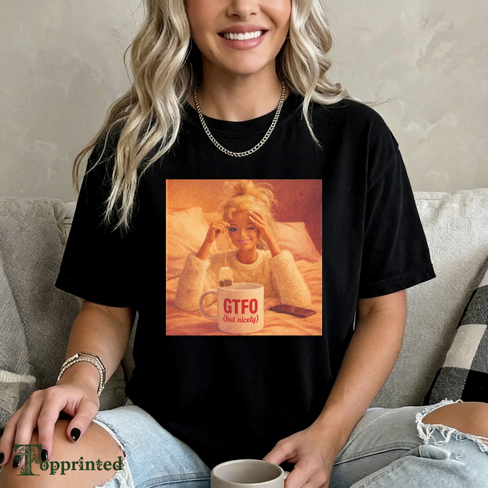 Beautiful Meme Print Pattern Cotton T-Shirt