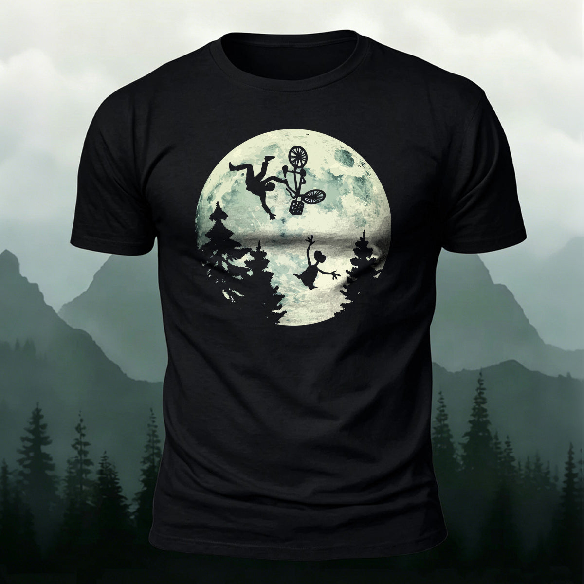 Ride the Moon Casual Cotton T-Shirt Black