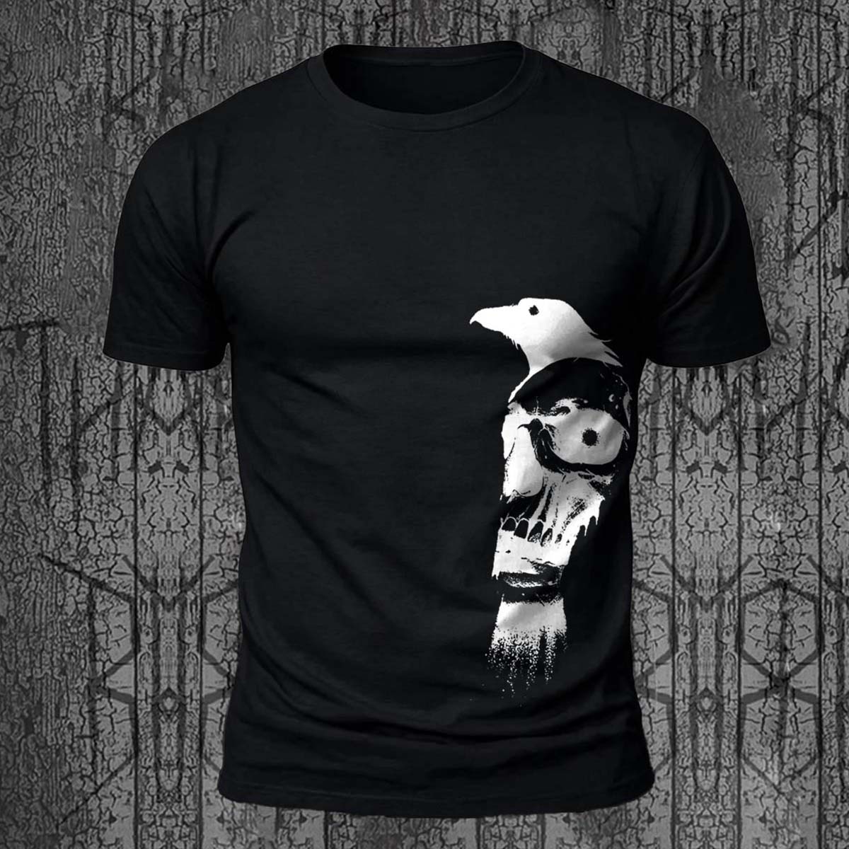 Vintage Skull Bird Print Casual Skin-Friendly T-Shirt