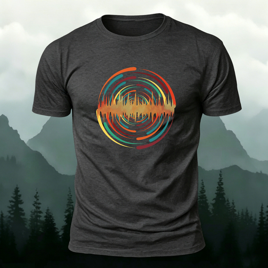 Colorful Pattern Artistic Casual Premium Cotton T-Shirt Dark Grey