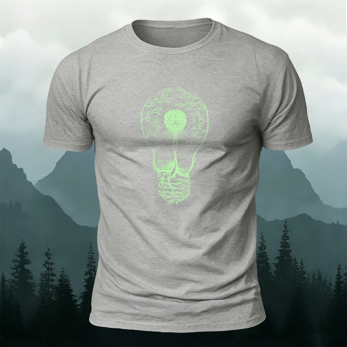 Light Bulb Brain Illustration Design 100% Cotton T-Shirt