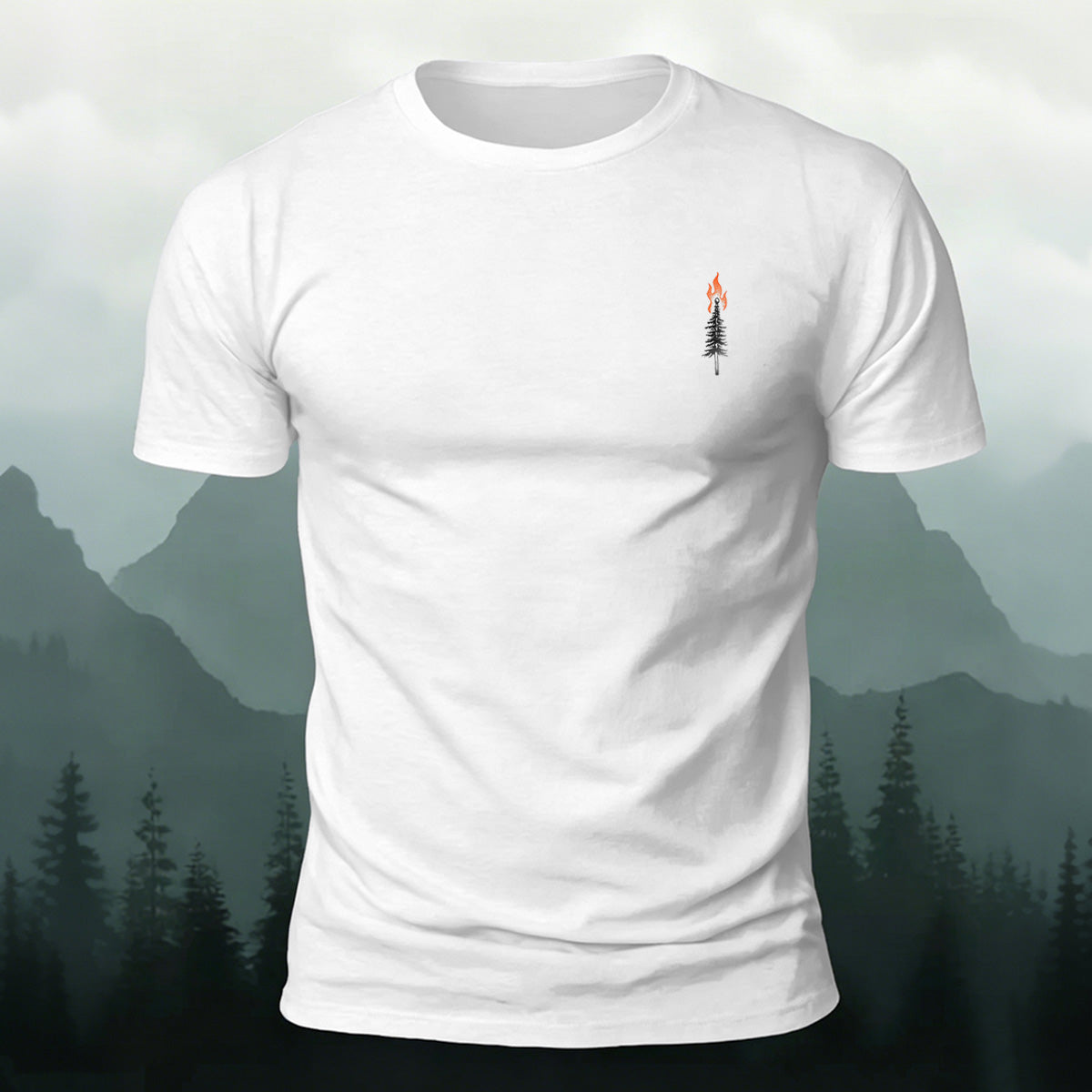 Artistic Minimalist Pattern Mountain-Style Casual T-Shirt