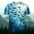 Deep Sea Sardine Print Casual Round-Neck T-Shirt