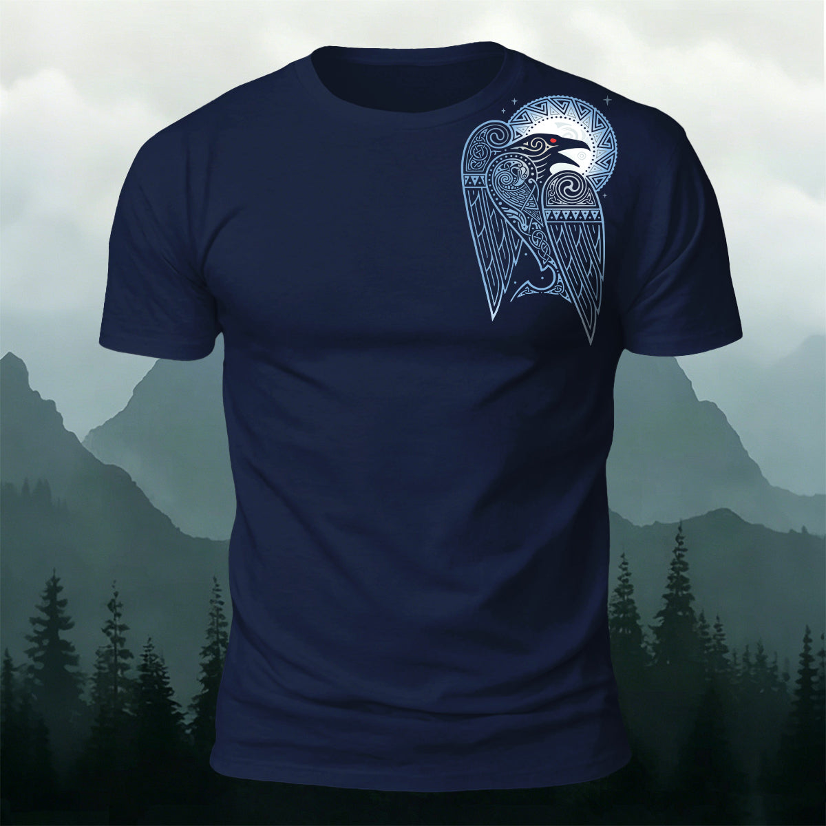 Raven Totem Print Soft-Touch Cotton T-Shirt