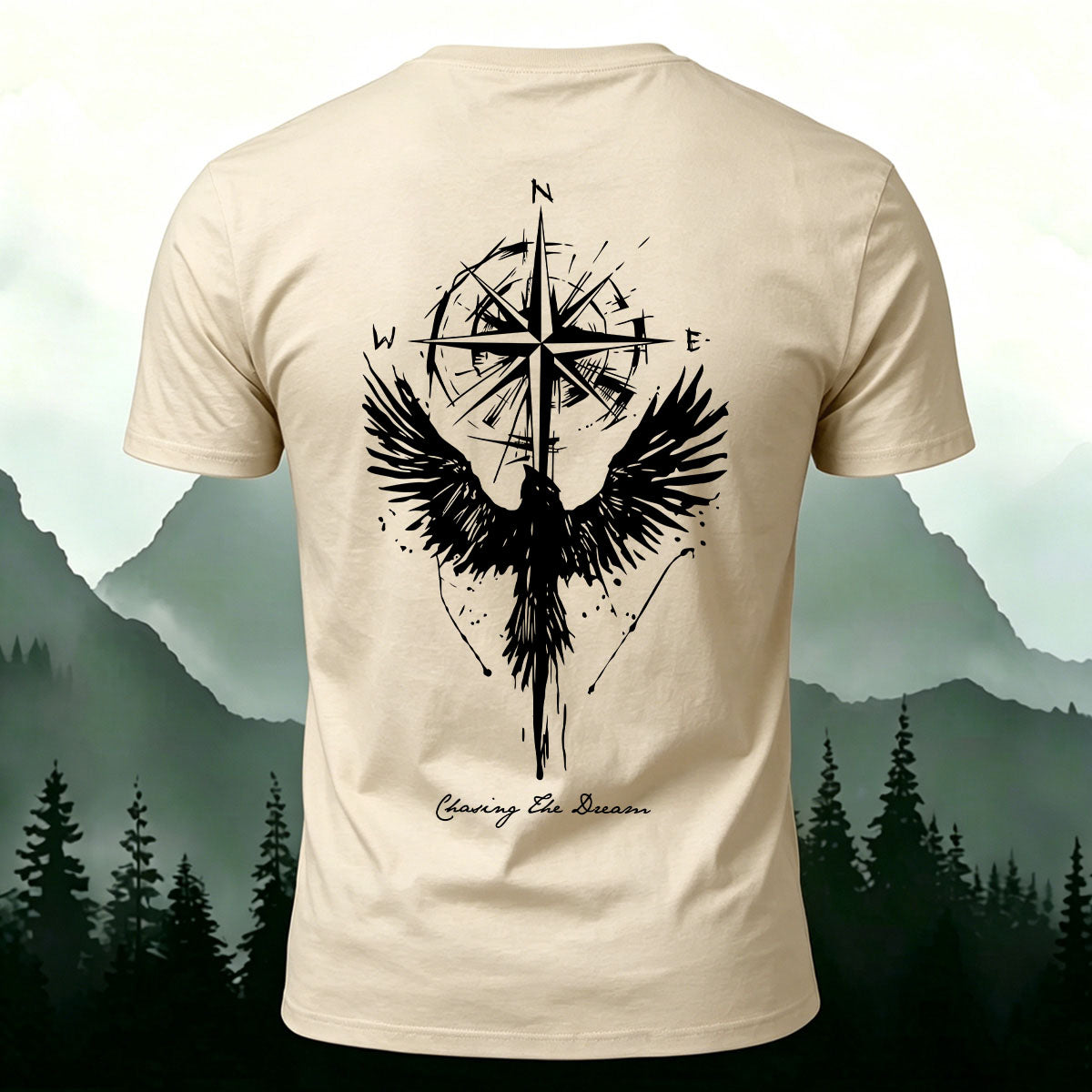 Phoenix Compass Print Casual Cotton T-Shirt