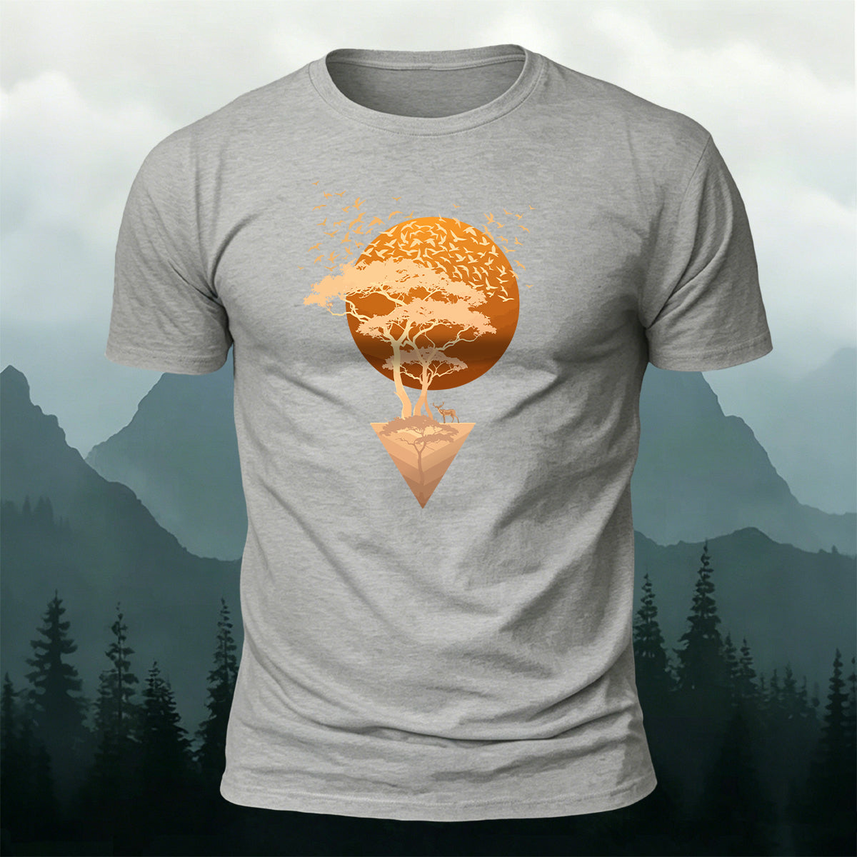Sunset Forest 100% Cotton Casual T-Shirt