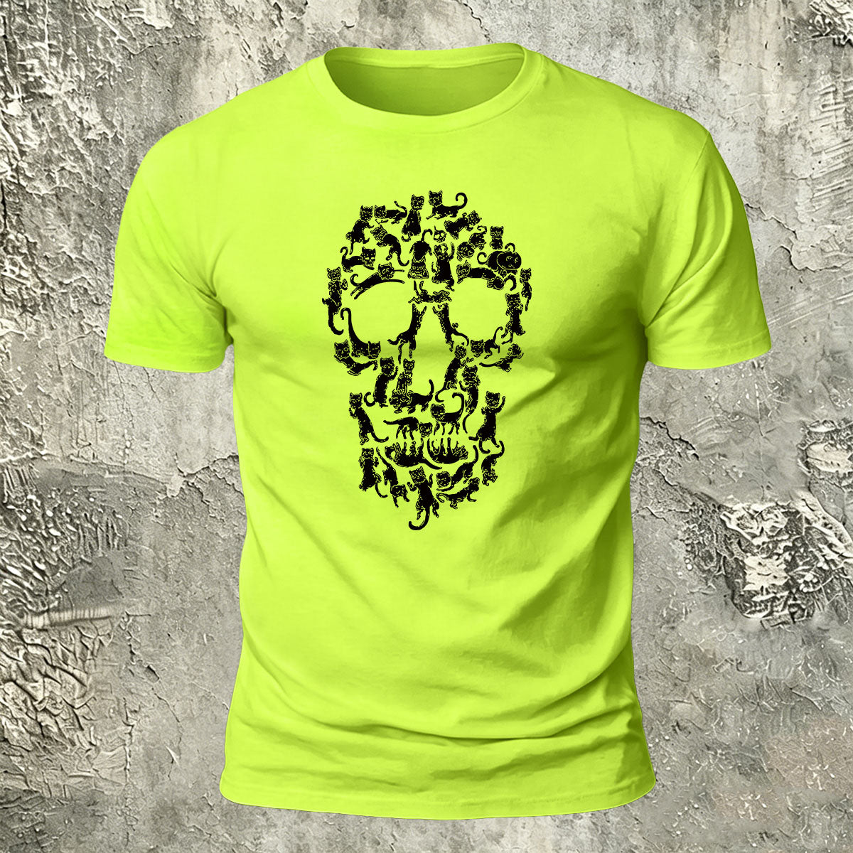 Creative Animal Collage Skull Print Casual Cotton T-Shirt