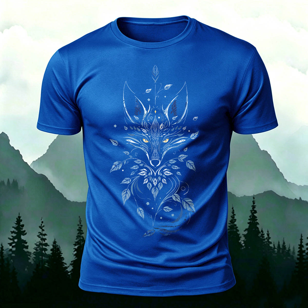 Fox Mythology Totem Print 100% Cotton T-Shirt