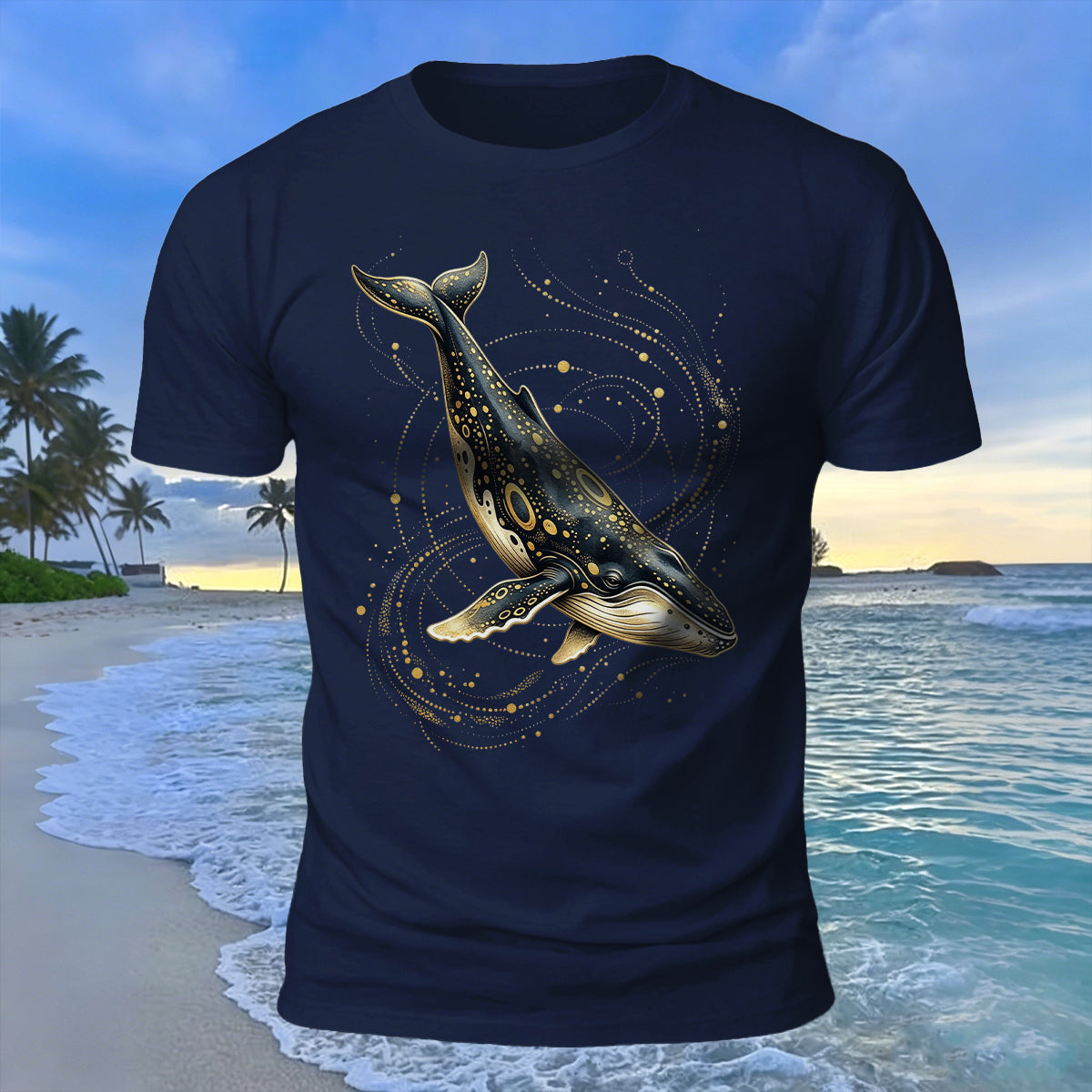 Creative Whale Art Print 100% Cotton Soft-Touch T-Shirt