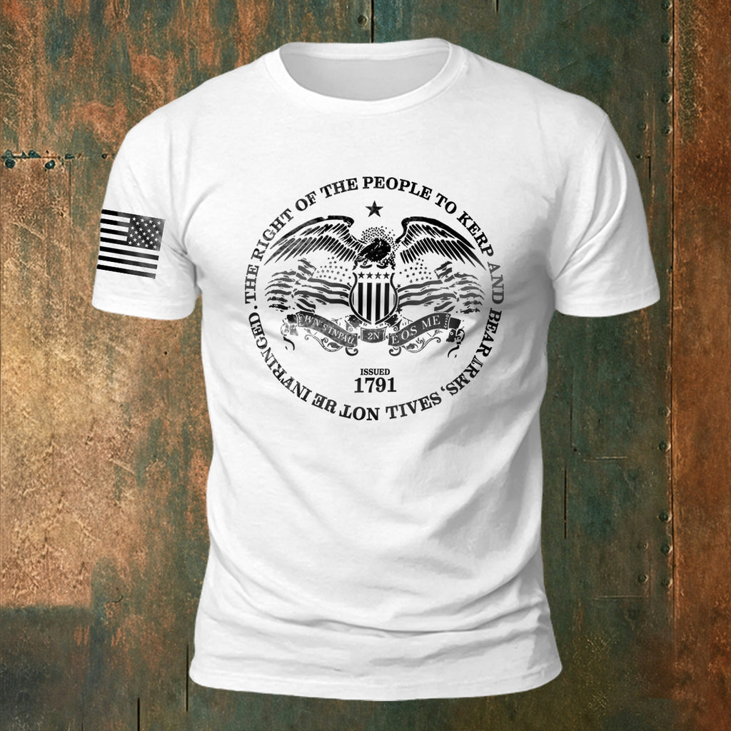 Memorial Print American-Style Casual Cotton T-Shirt White