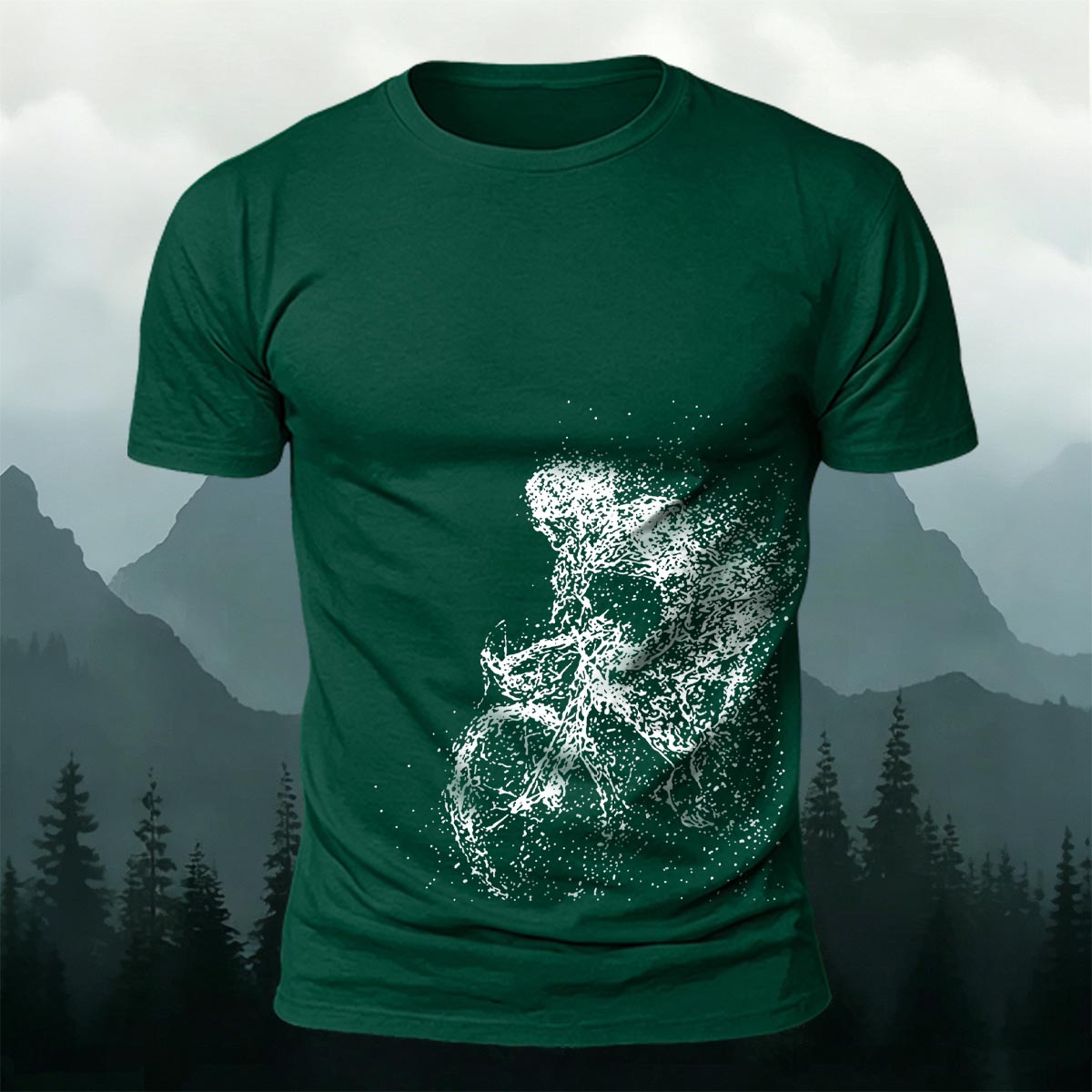 Cycling Pattern Mountain-Style Cotton Casual T-Shirt DGF