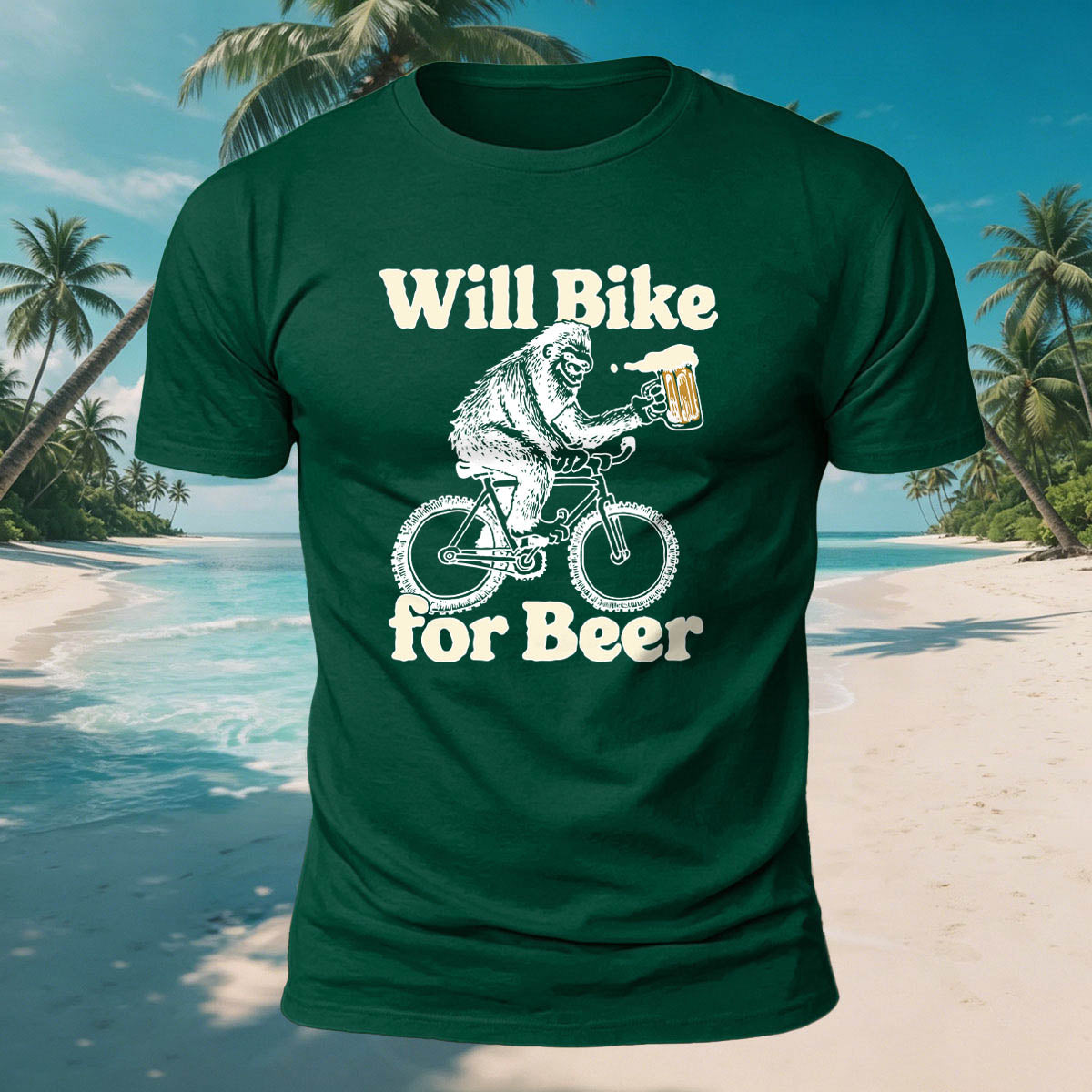 Fun Gorilla Beer Print Casual Skin-Friendly T-Shirt