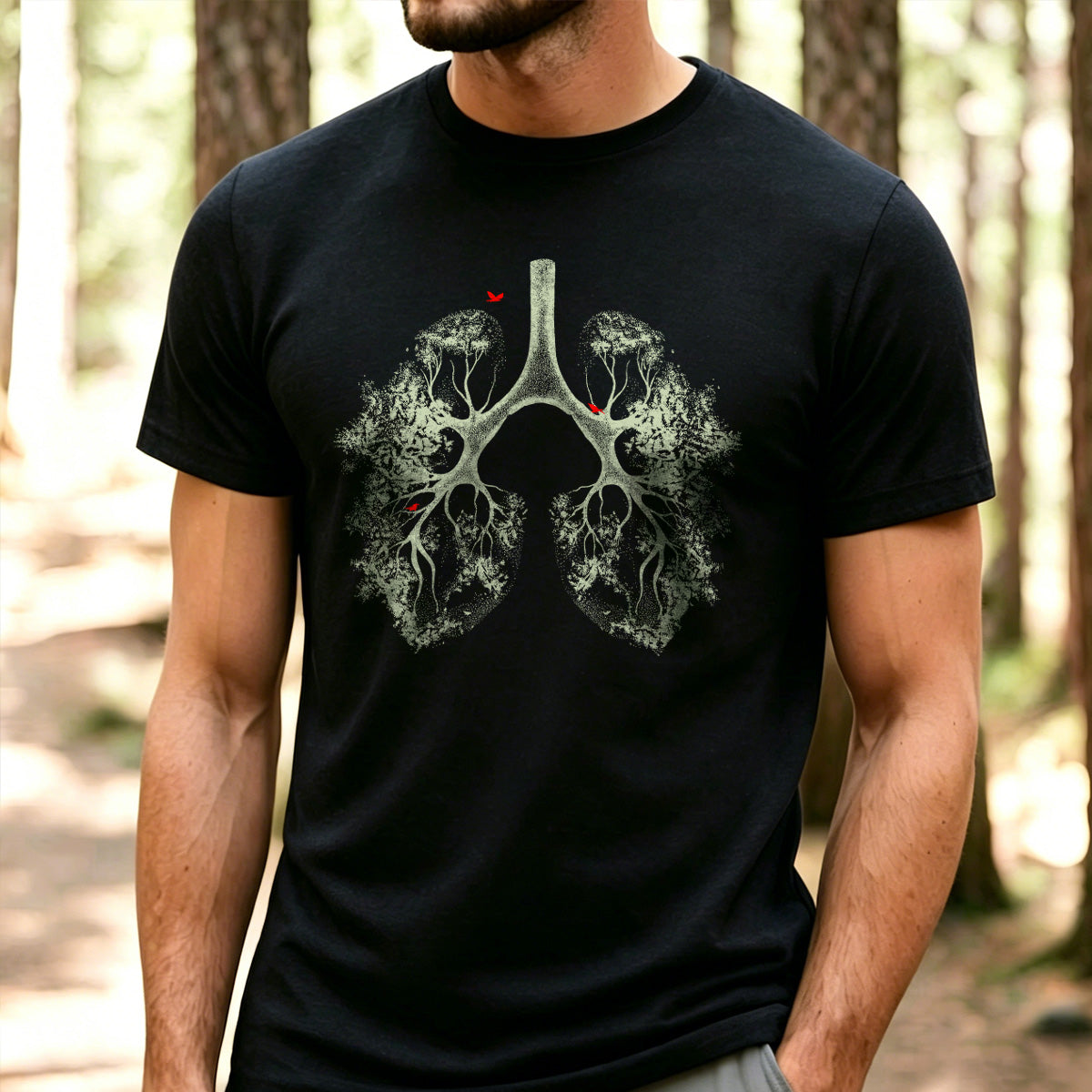 Lush Branches Lung Pattern Skin-friendly Cotton T-shirt