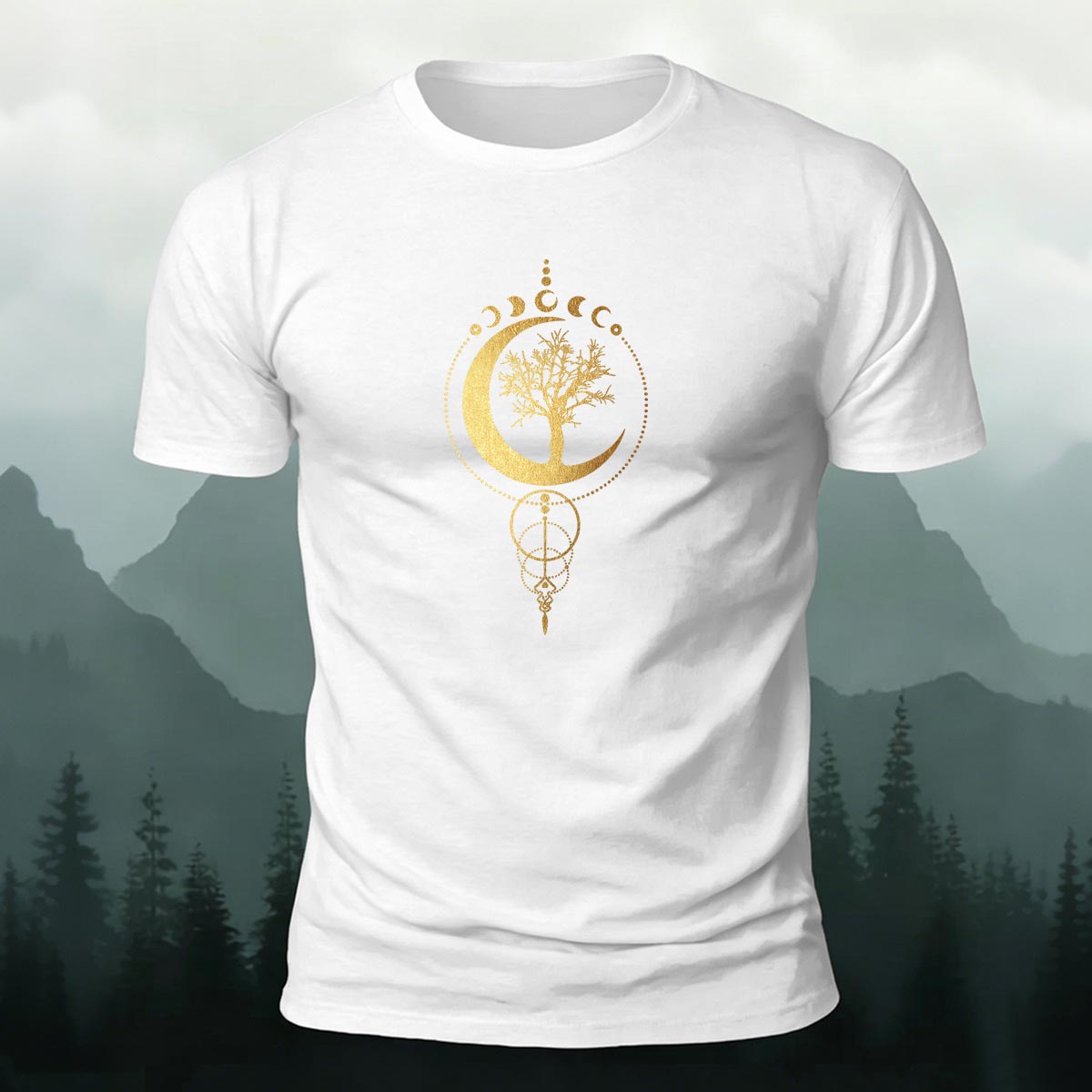 Forest Moon Art Print Casual Cotton T-Shirt