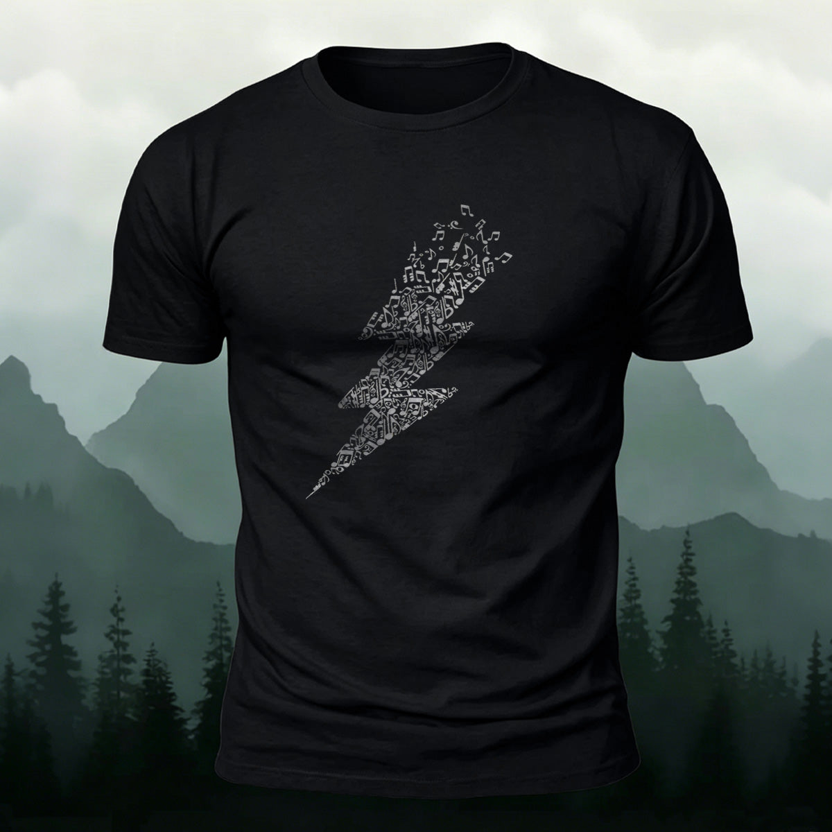 Music Lightning Pattern Fashionable Soft-touch Feel T-shirt