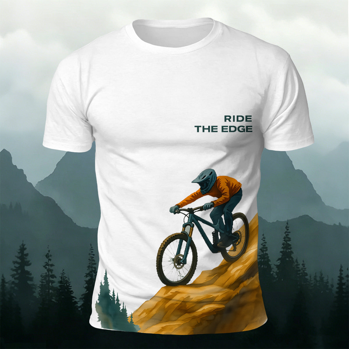 Outdoor Mountain Biking Print  Casual T-Shirt