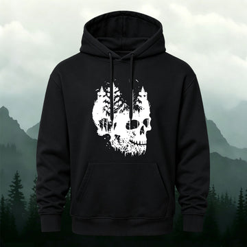 Cotton Skull Forest Print Casual Outdoor Hoodie