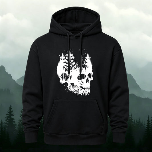 Cotton Skull Forest Print Casual Outdoor Hoodie