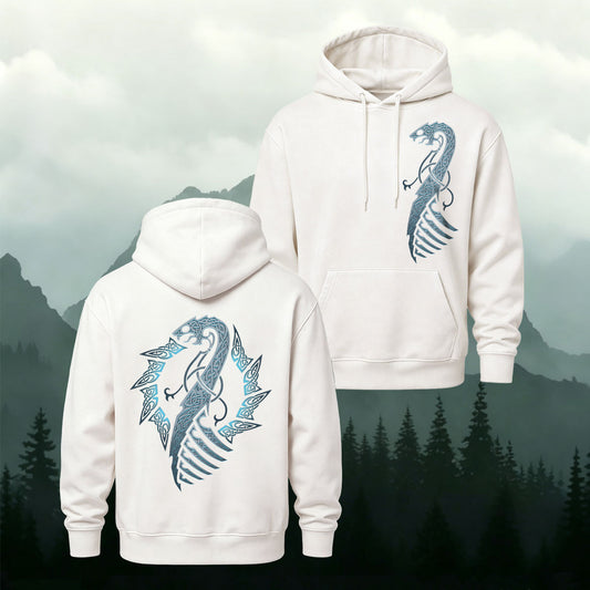 Cotton-Blend Dragon Totem Print Casual Hoodie