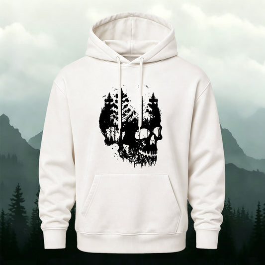 Cotton Skull Forest Print Casual Outdoor Hoodie