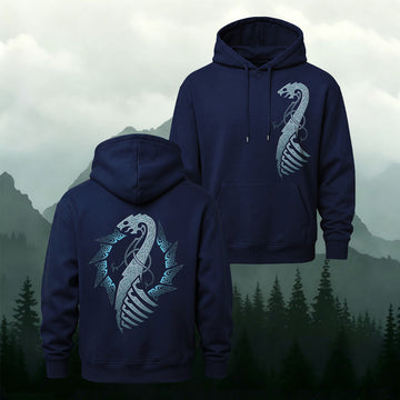 Cotton-Blend Dragon Totem Print Casual Hoodie