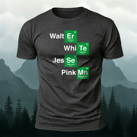 Combed Cotton Chemical Element Alphabet Print Casual T-Shirt