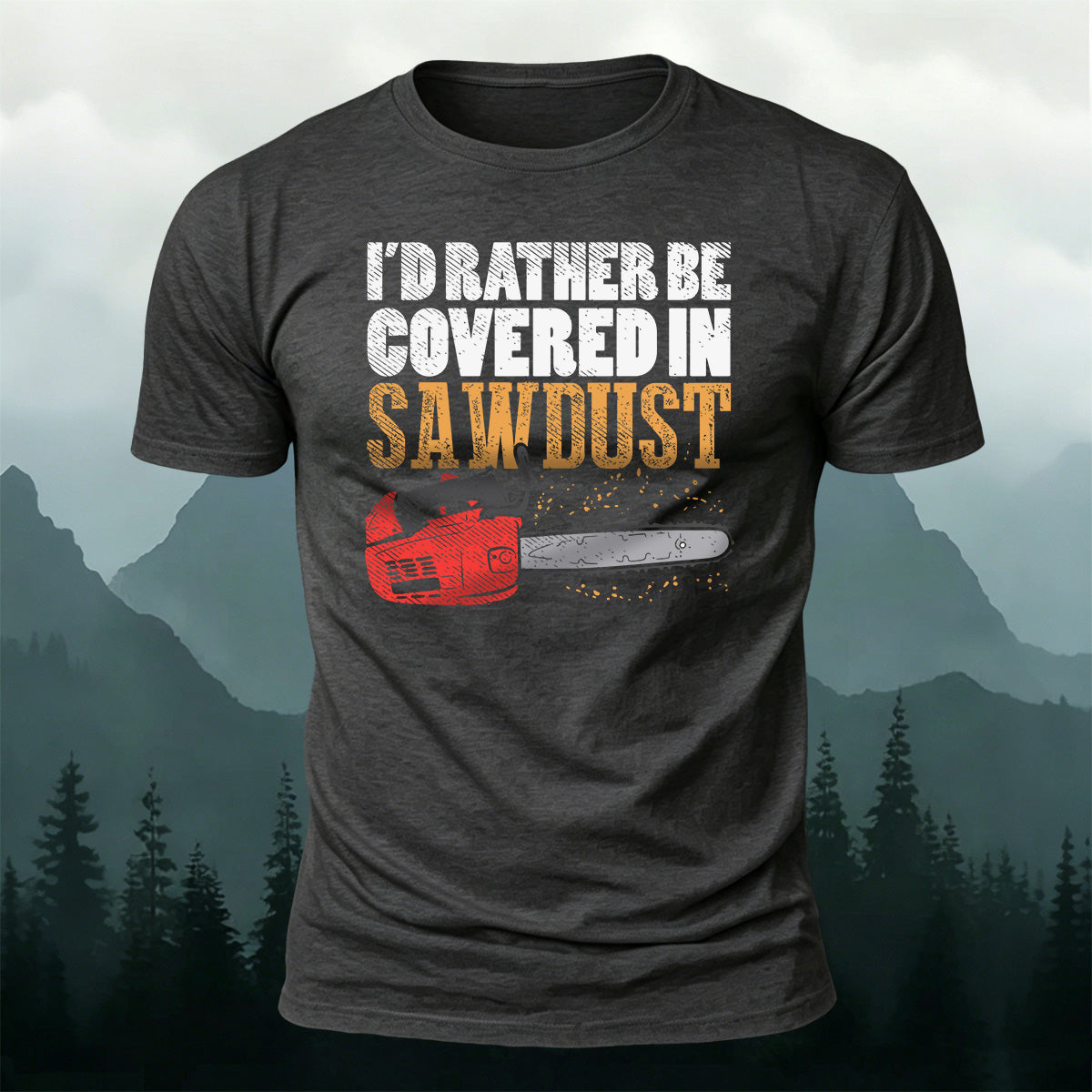 Cotton Chainsaw Art Print Casual T-Shirt