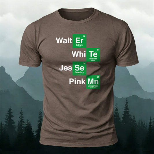 Combed Cotton Chemical Element Alphabet Print Casual T-Shirt