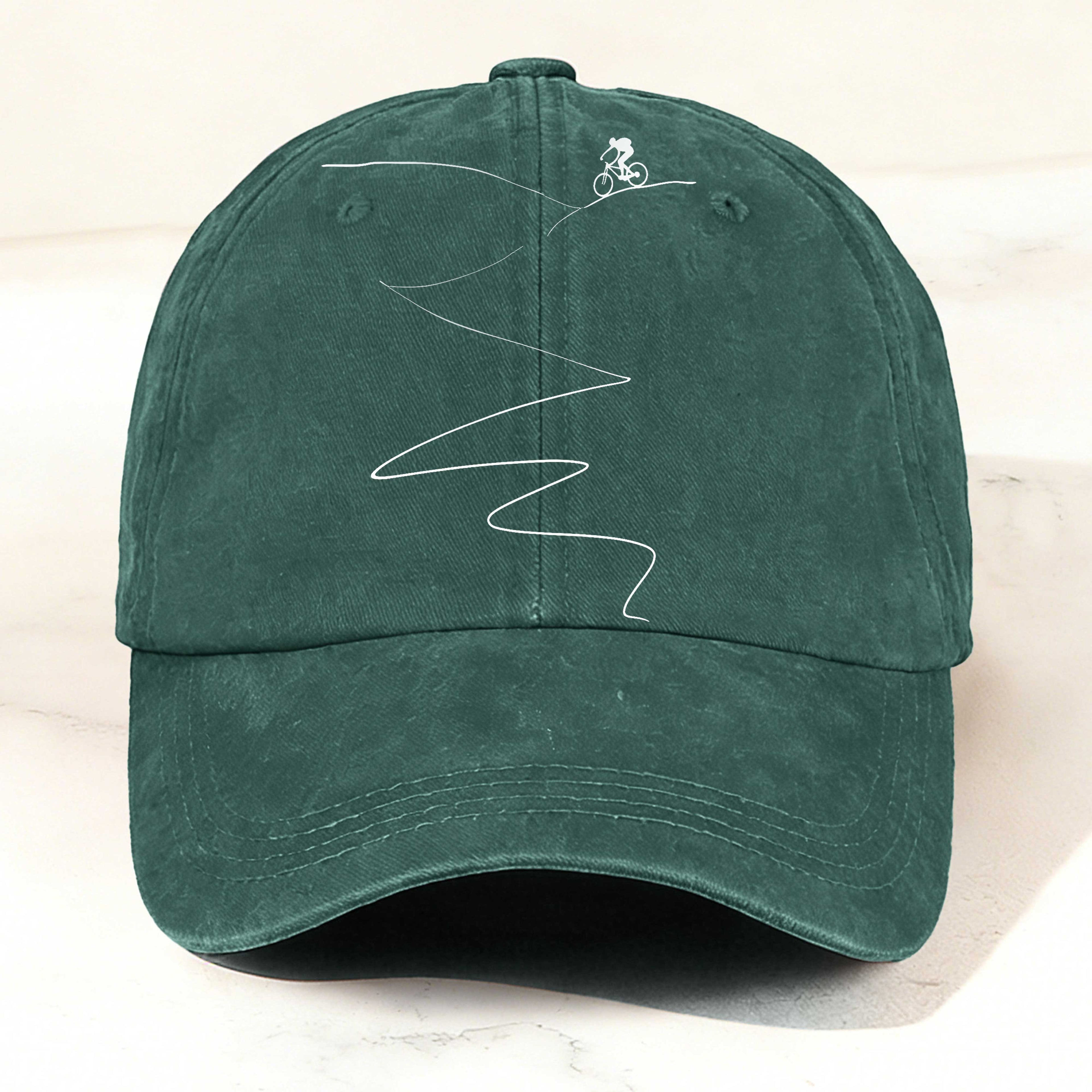 Minimalist Cycling Enthusiast Printed Washed Baseball Cap