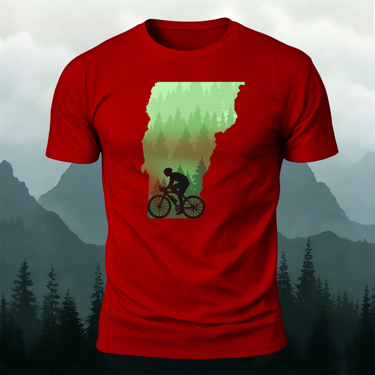 Outdoor Cycling Print Combed Cotton Comfort T-Shirt Red