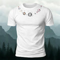 Fashionable Planet-Print Casual Cotton T-Shirt White