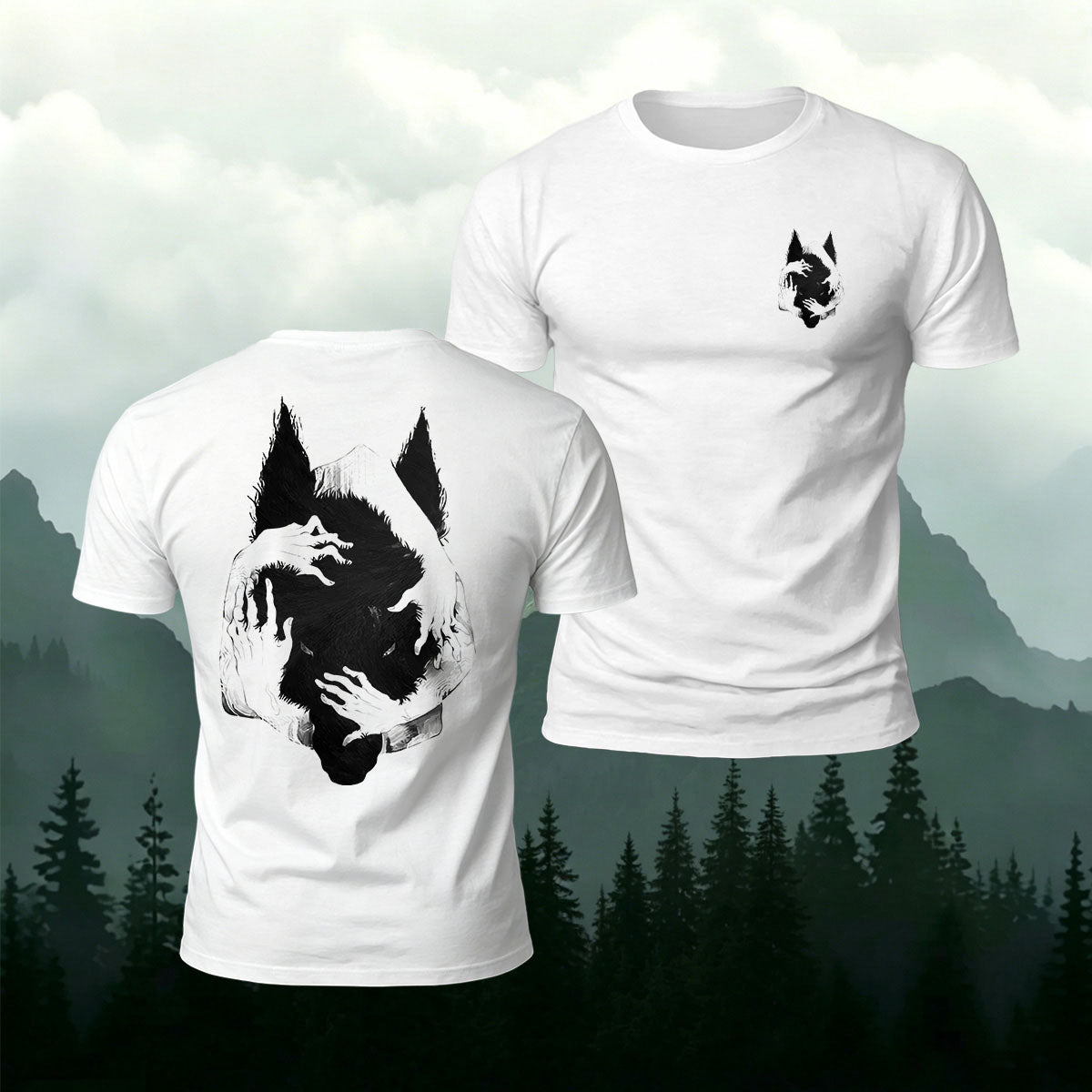 Confinement Wolf-Head Print Casual Cotton T-Shirt