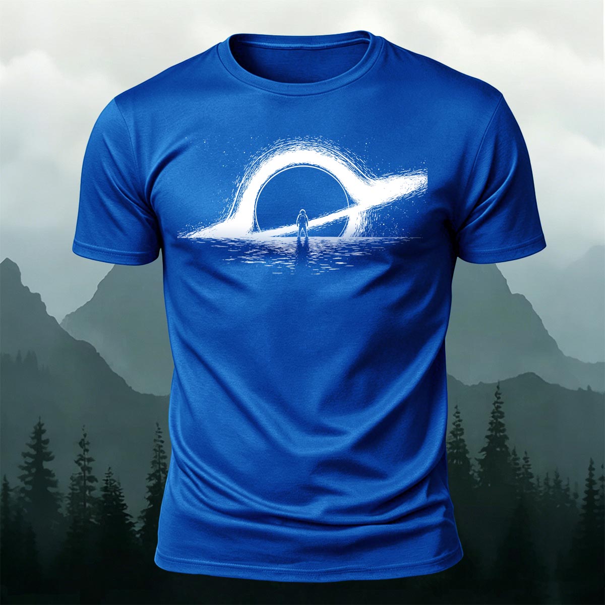 Dreamy Black Hole Printed Casual Cotton T-Shirt