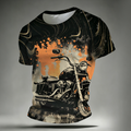 Vintage Motorcycle Print Casual Comfortable T-Shirt Black