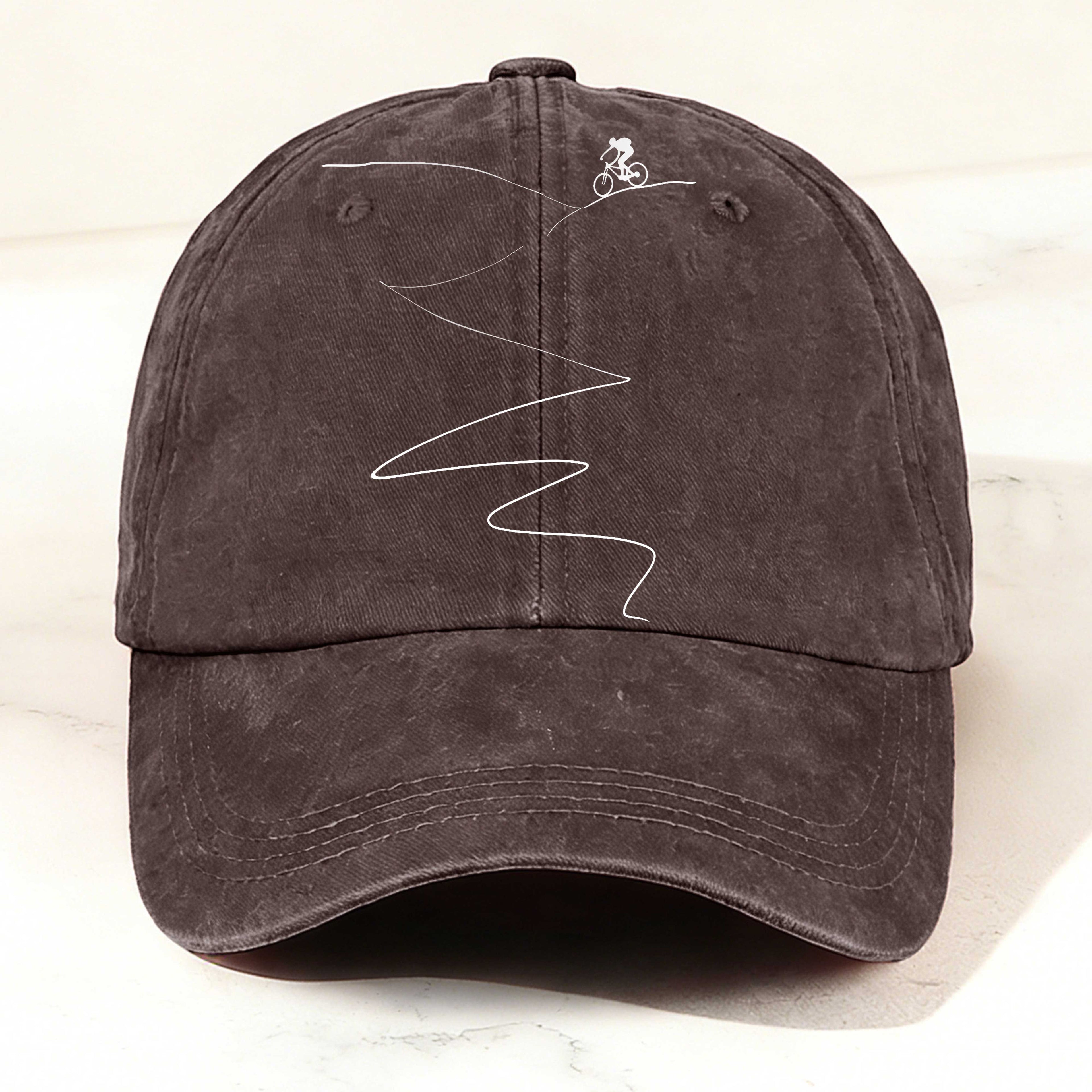 Minimalist Cycling Enthusiast Printed Washed Baseball Cap