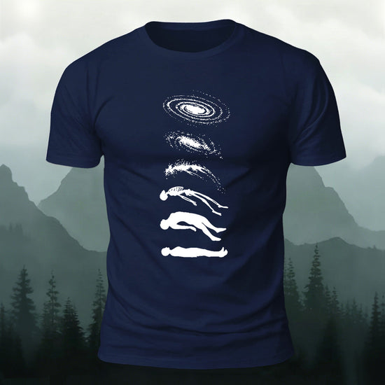 Artistic Pattern Mountain-style Casual Skin-friendly T-shirt Navy