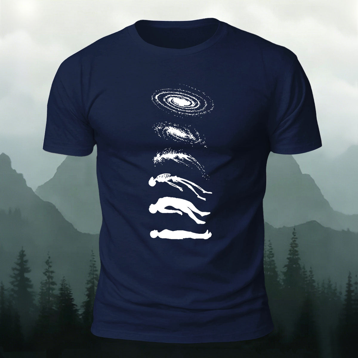 Artistic Pattern Mountain-style Casual Skin-friendly T-shirt Navy