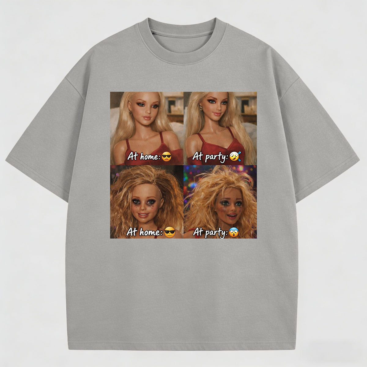 Meme Mood Comparison Printed Pattern T-Shirt