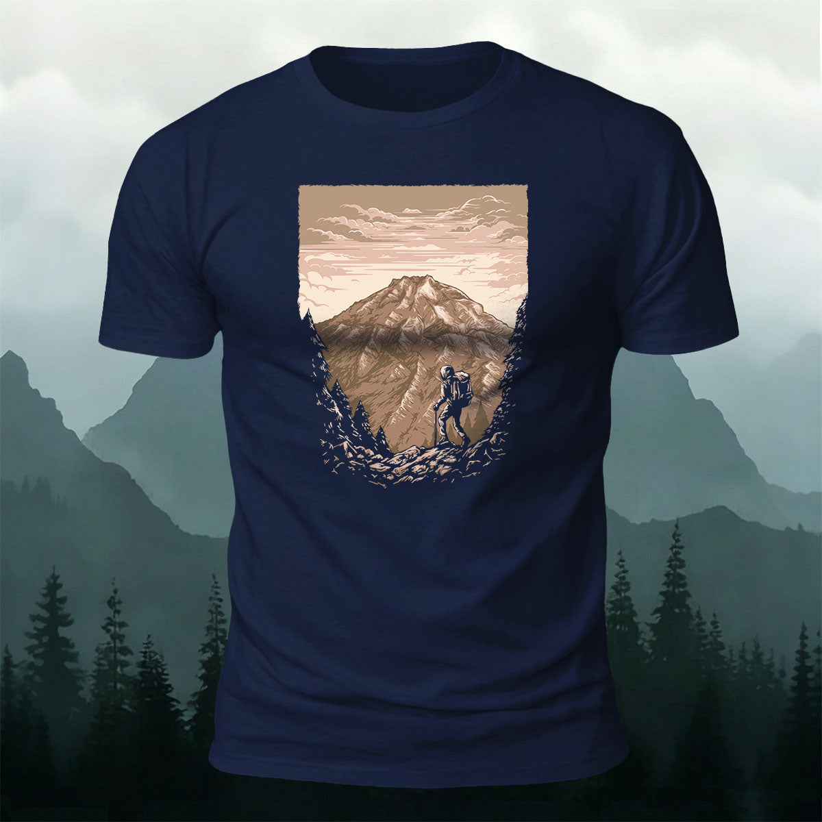 Mountaineer Art Print Casual Cotton T-Shirt