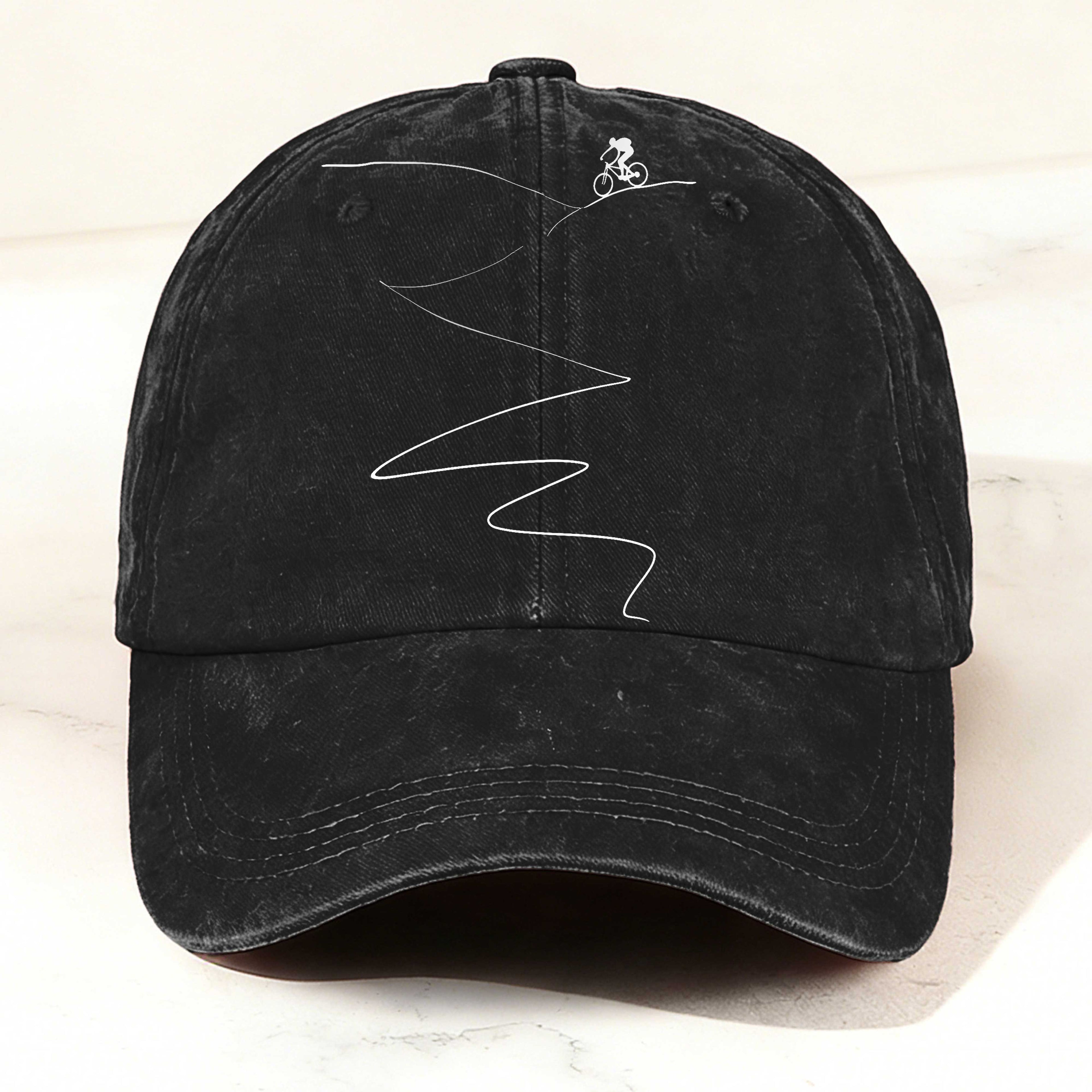 Minimalist Cycling Enthusiast Printed Washed Baseball Cap